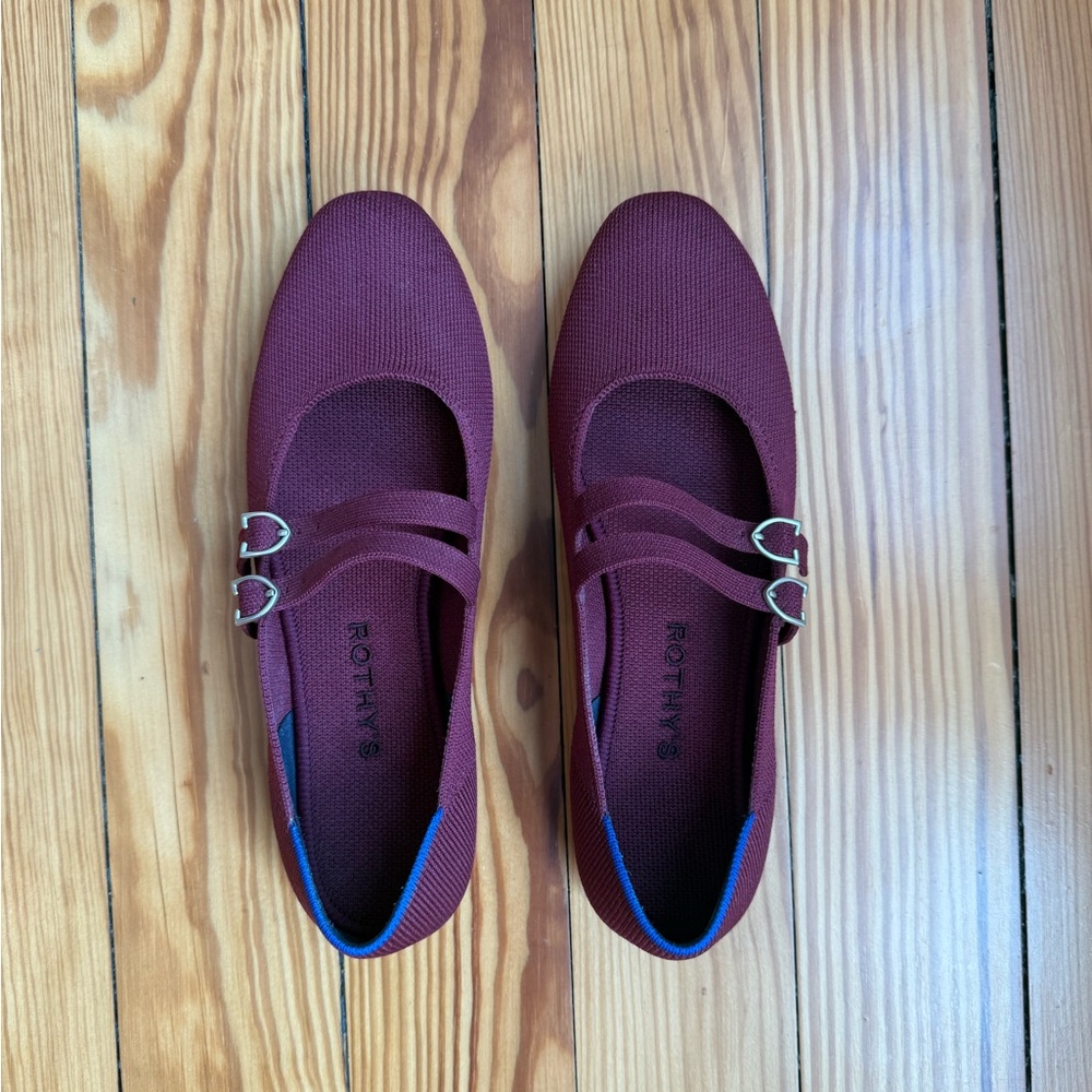Rothy's Double Strap Burgundy Flats
